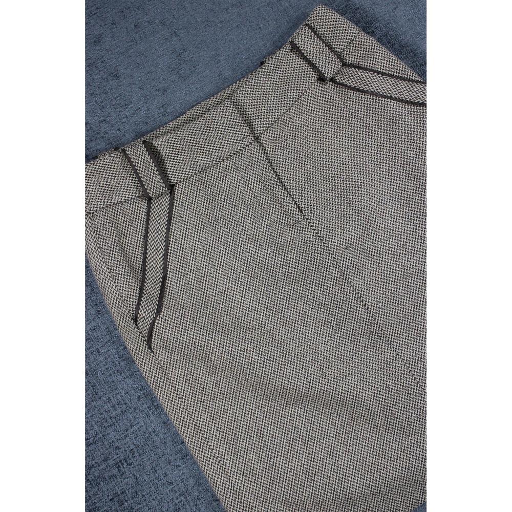 British Khaki Herringbone Wool Blend Pencil Skirt Brown Tan Size 4 58532